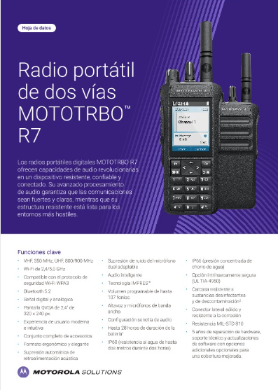 MOTOTRBO R7 Hojas de Datos