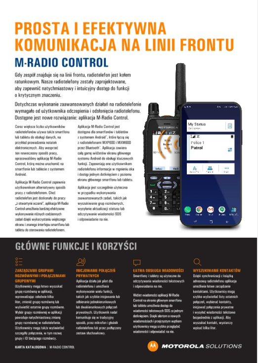 Karta katalogowa aplikacji M-Radio Control