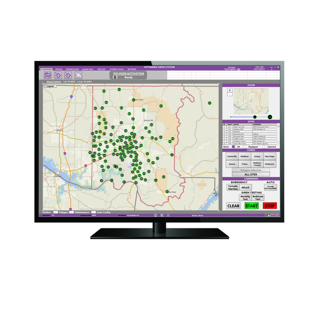 OptiWarn map view